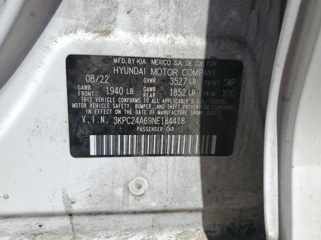 2022 Hyundai Accent Se VIN: 3KPC24A69NE184418 Lot: 61741104