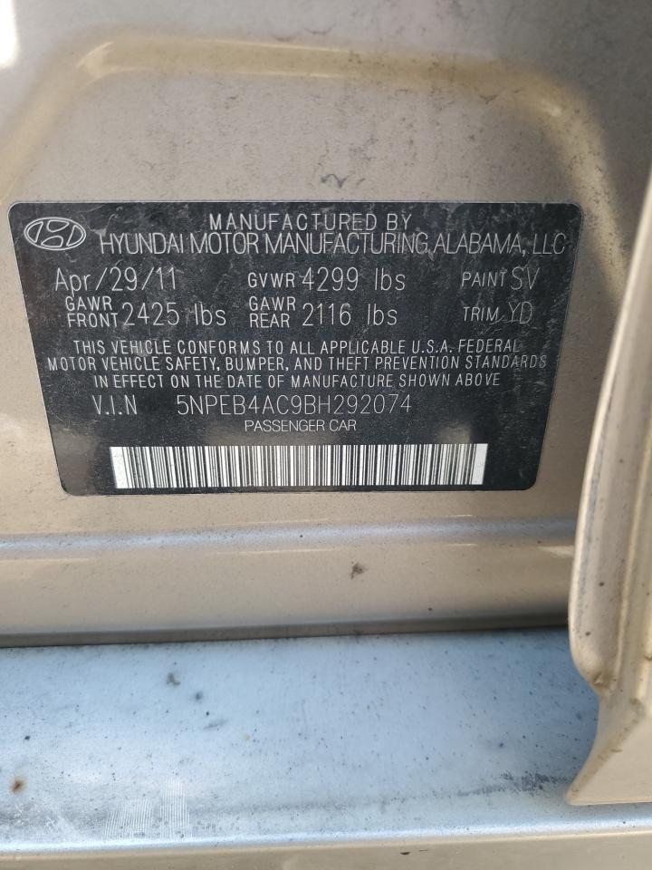 5NPEB4AC9BH292074 2011 Hyundai Sonata Gls