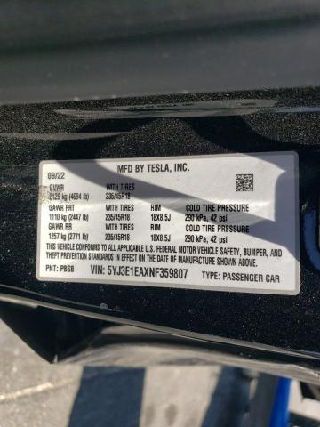 2022 TESLA MODEL 3 - 5YJ3E1EAXNF359807