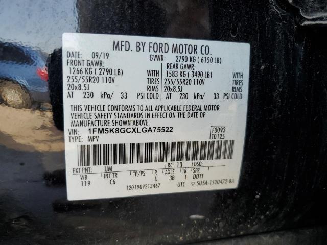 1FM5K8GCXLGA75522 2020 FORD EXPLORER - Image 12