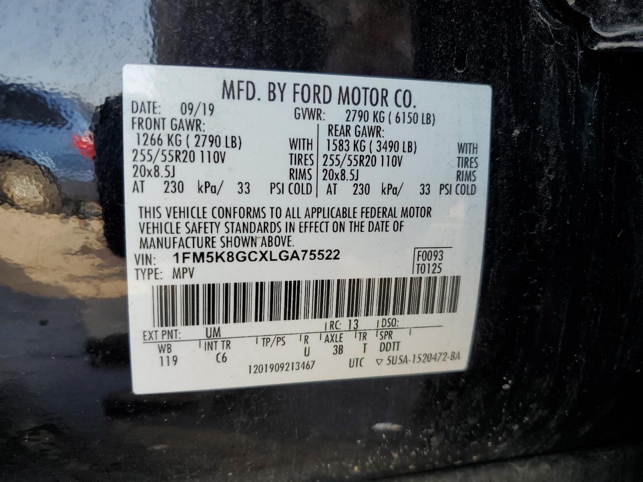 1FM5K8GCXLGA75522 2020 Ford Explorer St 1FM5K8GCXLGA75522 2020 Ford Explorer St