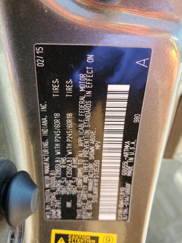 5TDJKRFH1FS135350 2015 Toyota Highlander Xle