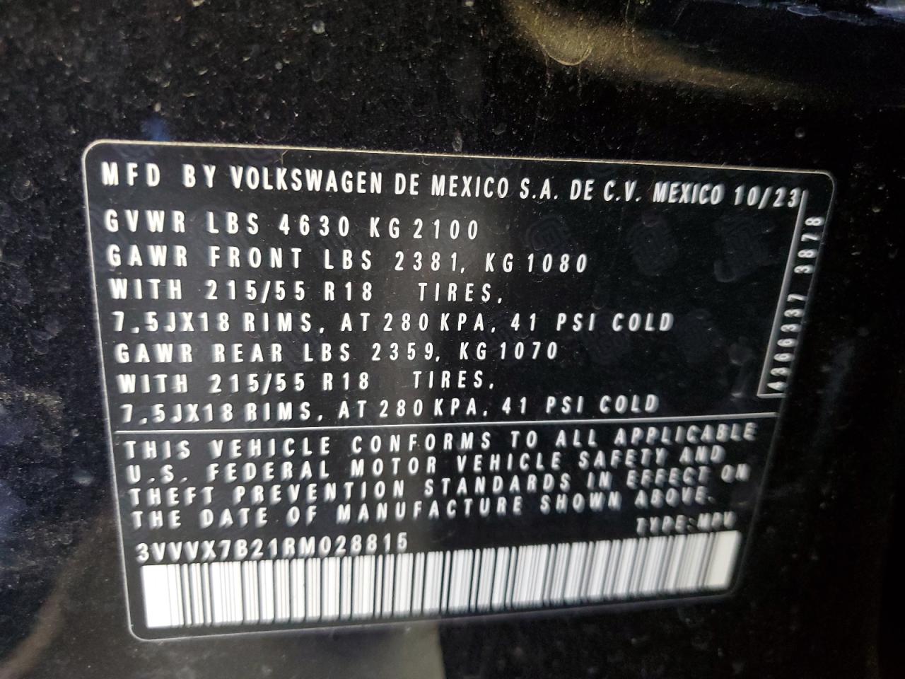 3VVVX7B21RM028815 2024 Volkswagen Taos Se