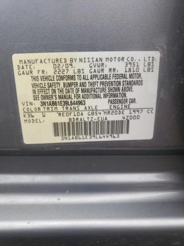 2009 Nissan Sentra 2.0 VIN: 3N1AB61E39L644963 Lot: 63341794