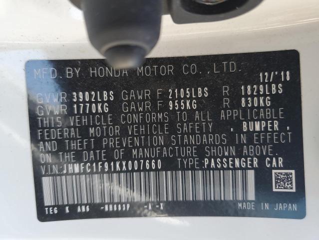 2019 HONDA CIVIC TOUR - JHMFC1F91KX007660