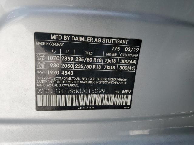 2019 MERCEDES-BENZ GLA 250 - WDCTG4EB8KU015099