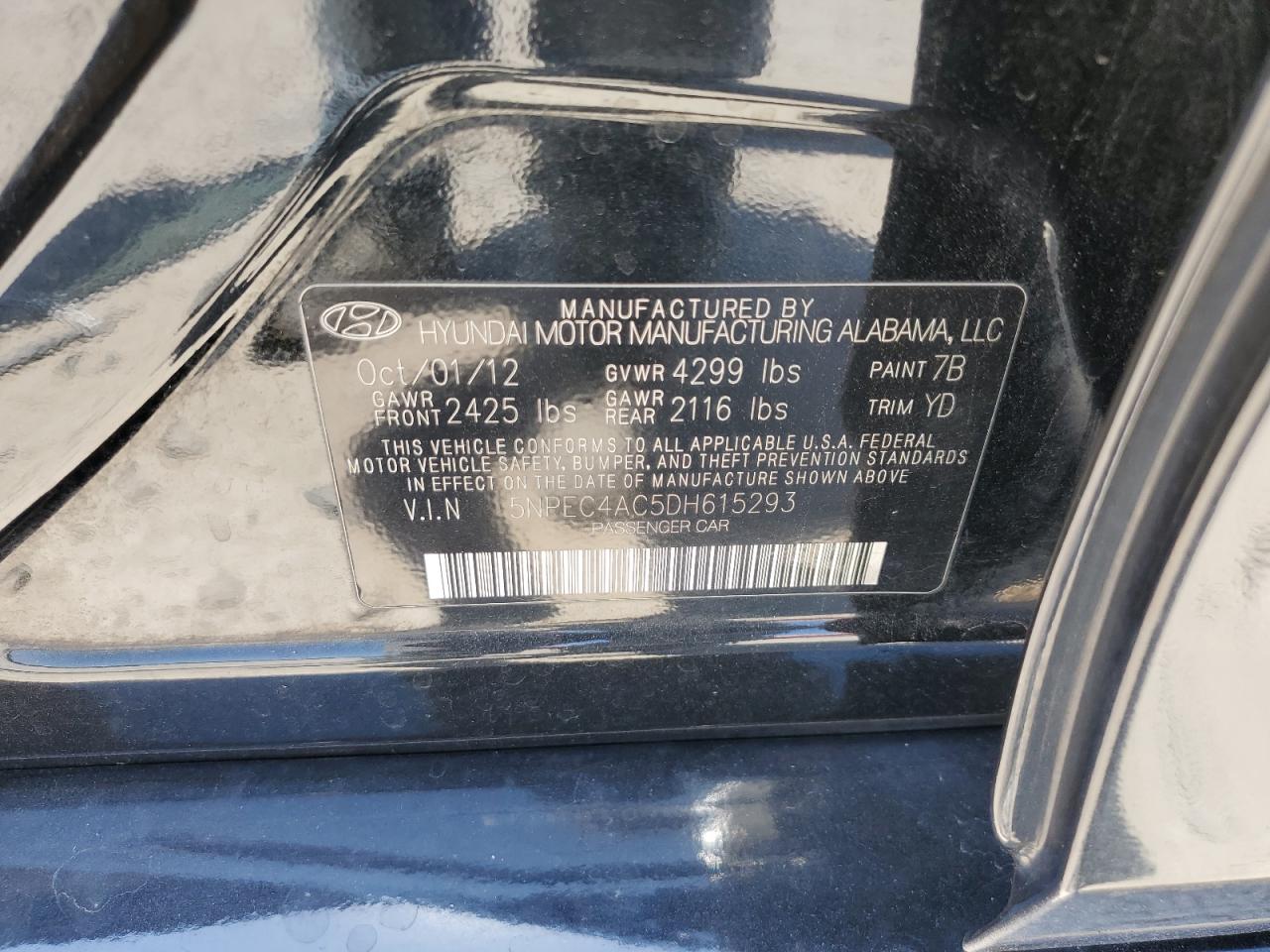 5NPEC4AC5DH615293 2013 Hyundai Sonata Se