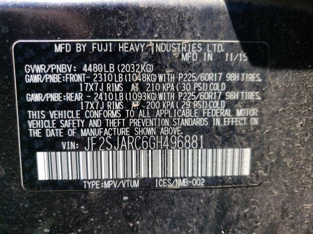 2016 SUBARU FORESTER 2 - JF2SJARC6GH496881