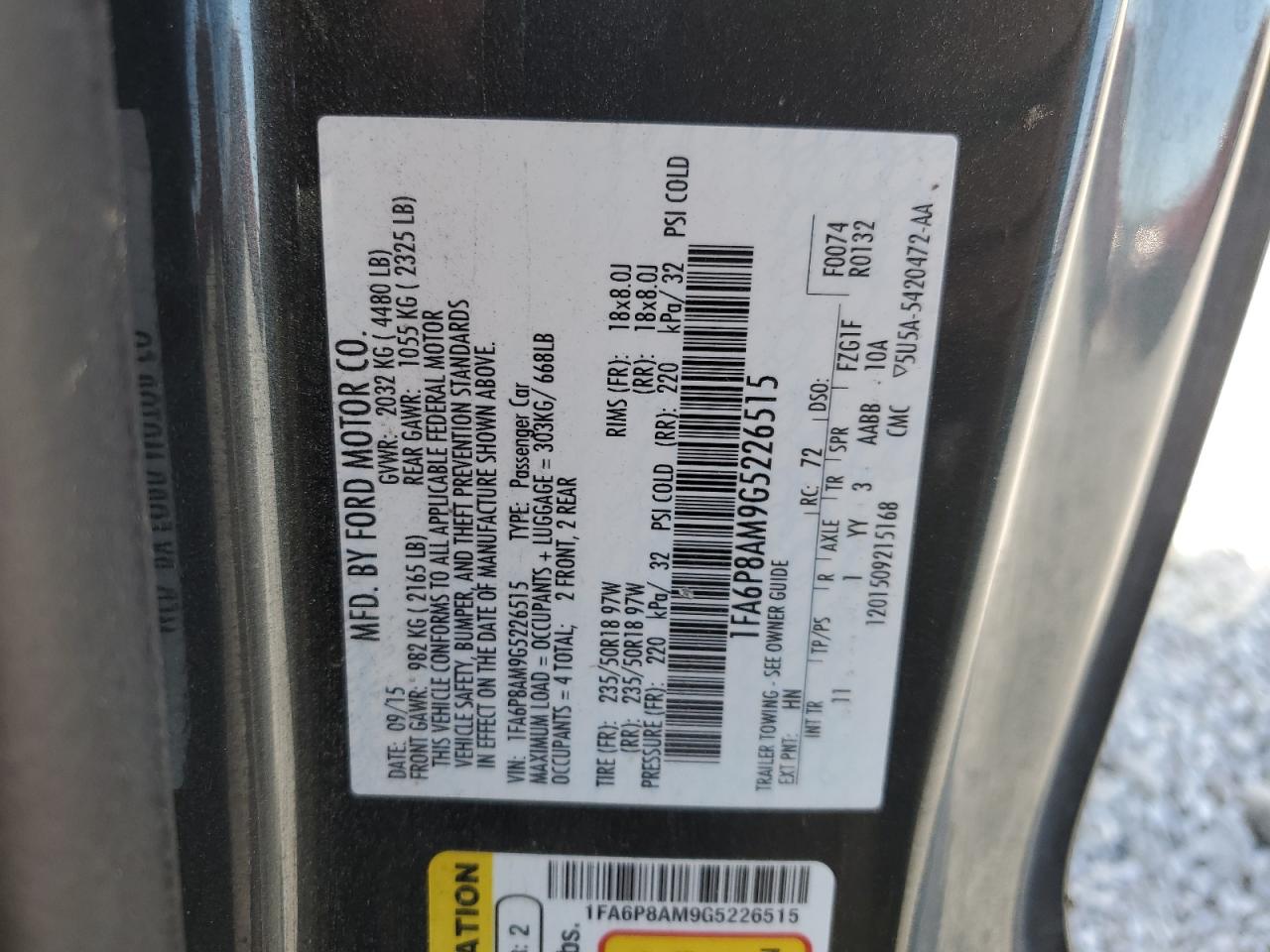 1FA6P8AM9G5226515 2016 Ford Mustang