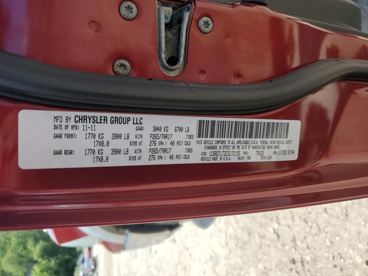 1C6RD7JT2CS172155 2012 Dodge Ram 1500 Laramie