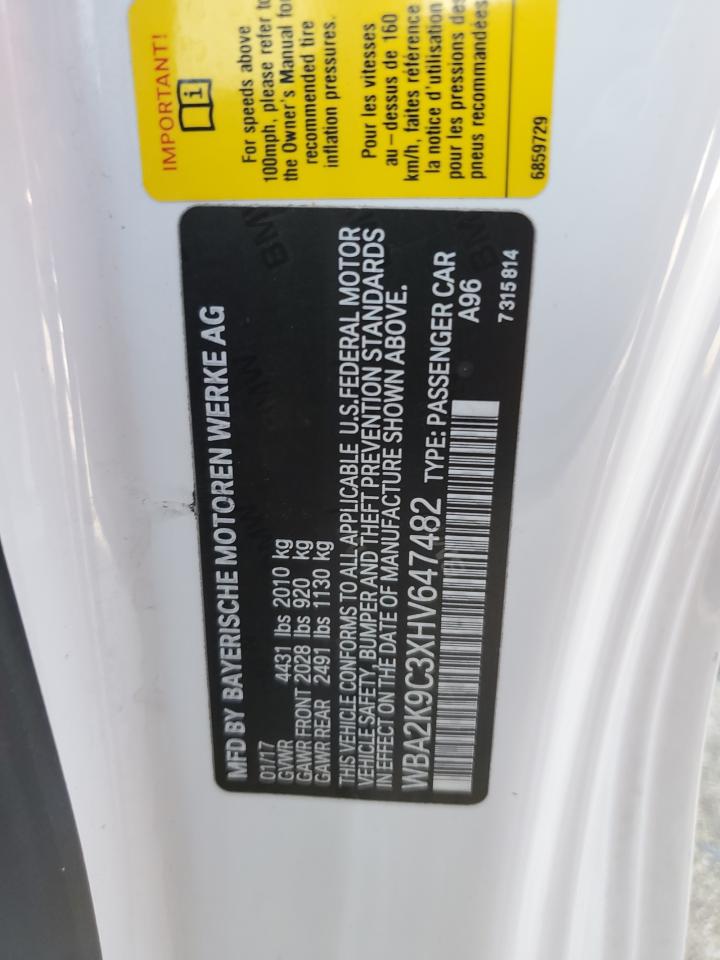 WBA2K9C3XHV647482 2017 BMW 230I