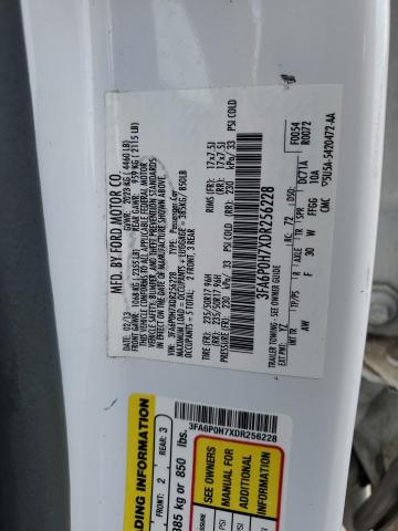 2013 Ford Fusion Se VIN: 3FA6P0H7XDR256228 Lot: 62414934