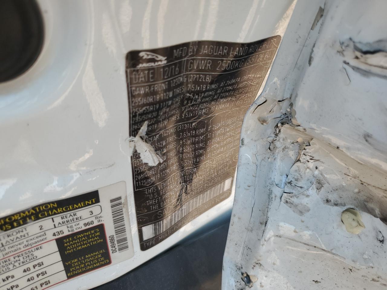 SADCK2BV3HA494960 2017 Jaguar F-Pace Prestige