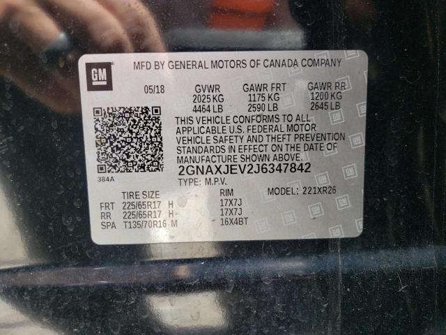 2018 Chevrolet Equinox Lt VIN: 2GNAXJEV2J6347842 Lot: 61574104