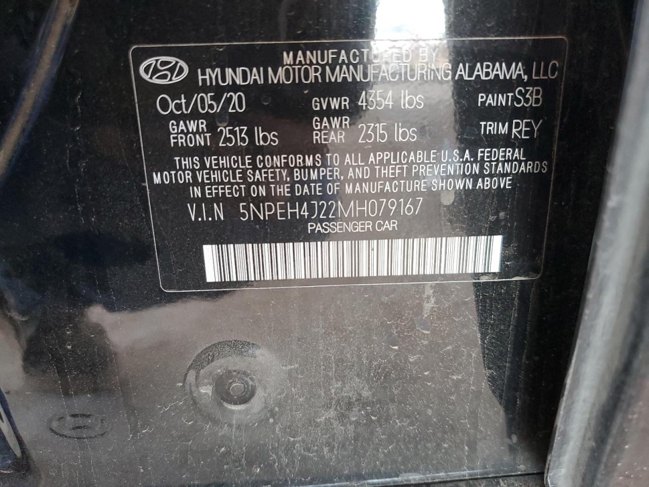 5NPEH4J22MH079167 2021 Hyundai Sonata Limited