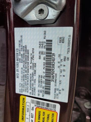 2017 Ford Fusion Titanium VIN: 3FA6P0D93HR240739 Lot: 60338874