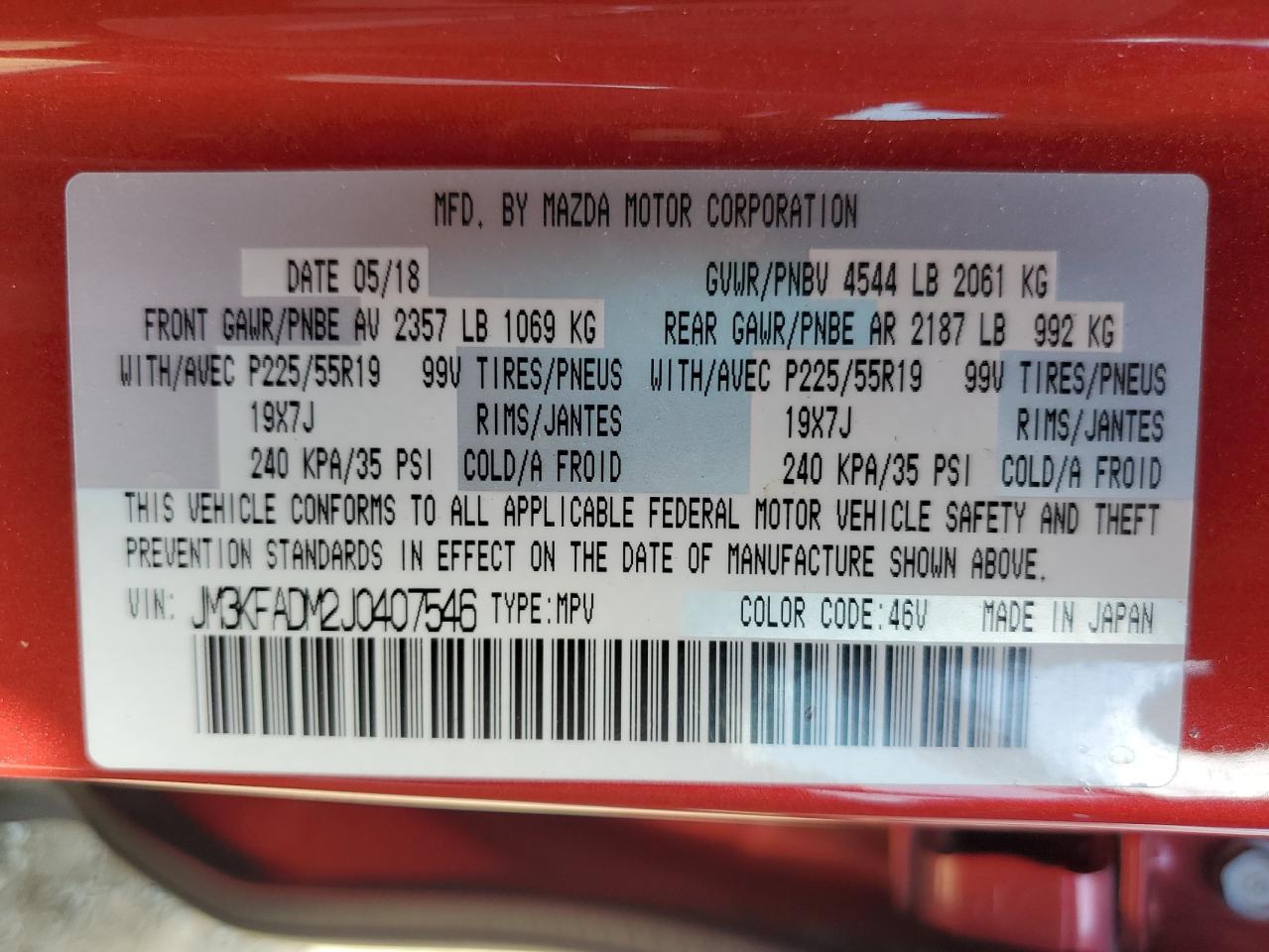 JM3KFADM2J0407546 2018 Mazda Cx-5 Grand Touring