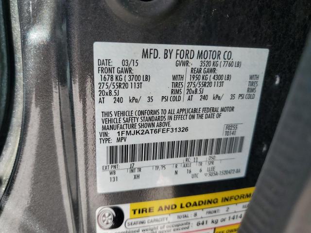 2015 Ford Expedition El Limited VIN: 1FMJK2AT6FEF31326 Lot: 61870234