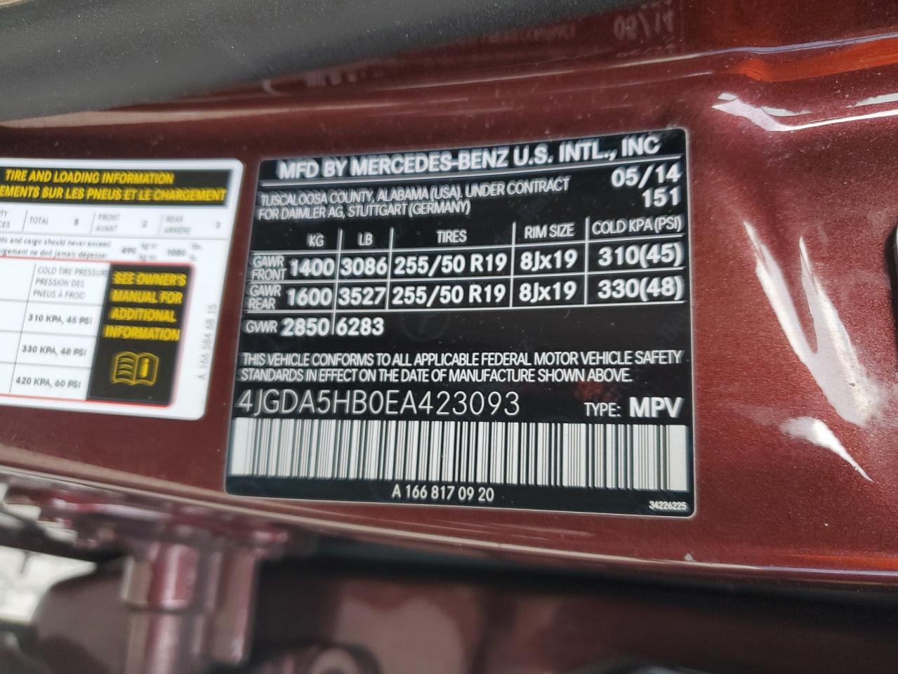 4JGDA5HB0EA423093 2014 Mercedes-Benz Ml 350 4Matic