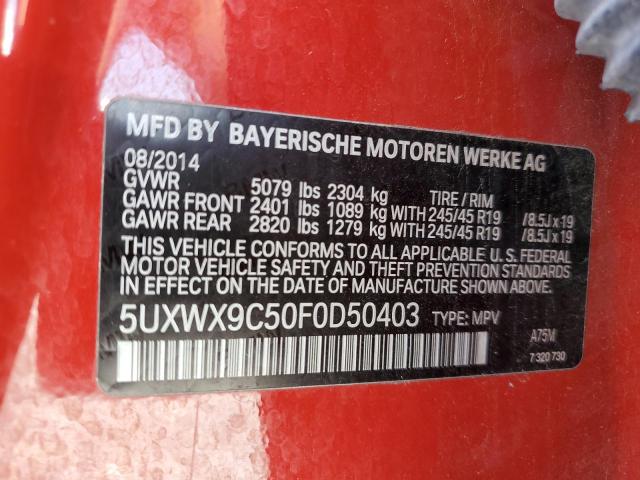 VIN 5UXWX9C50F0D50403 2015 BMW X3, Xdrive28I no.13