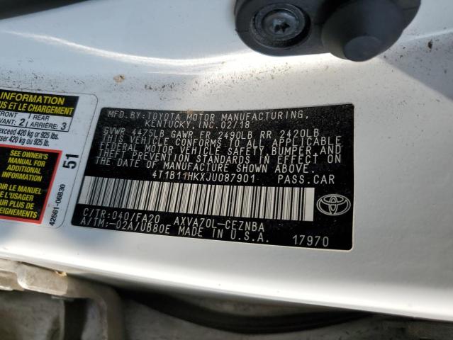 VIN 4T1B11HKXJU087901 2018 Toyota Camry, L no.12