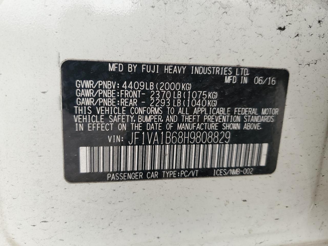 JF1VA1B68H9808829 2017 Subaru Wrx