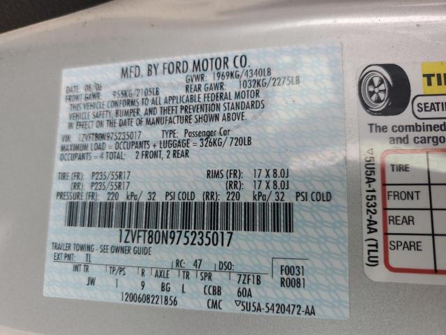 2007 Ford Mustang VIN: 1ZVFT80N975235017 Lot: 62497844