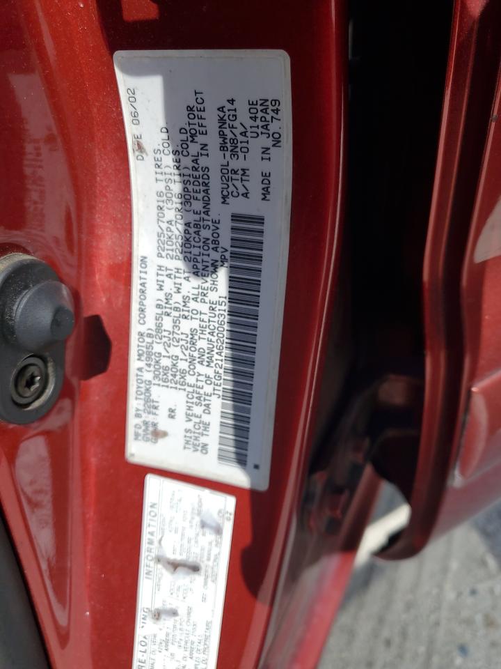 JTEGF21A620063151 2002 Toyota Highlander Limited