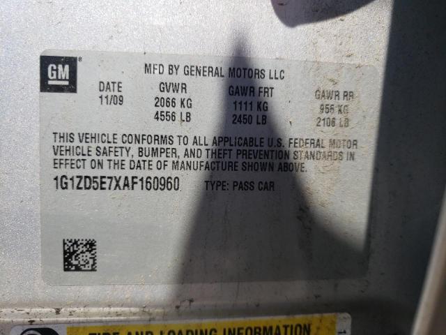 2010 Chevrolet Malibu 2Lt VIN: 1G1ZD5E7XAF160960 Lot: 60693284