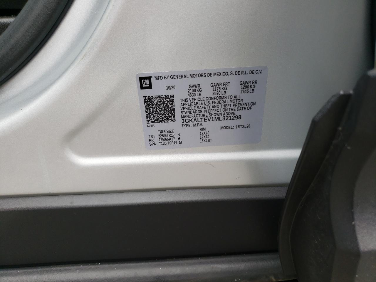 3GKALTEV1ML321298 2021 GMC Terrain Sle