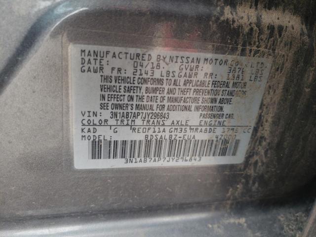 2018 Nissan Sentra S VIN: 3N1AB7AP7JY296843 Lot: 61688344