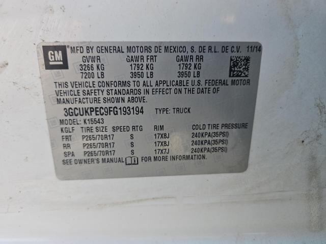 2015 Chevrolet Silverado K1500 VIN: 3GCUKPEC9FG193194 Lot: 62046374