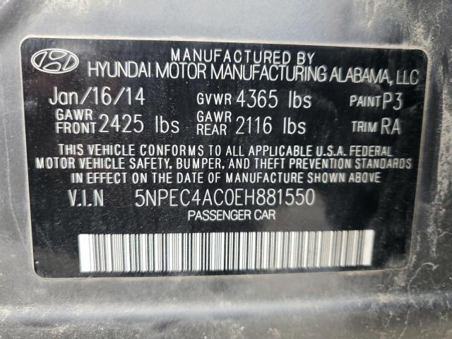 VIN 5NPEC4AC0EH881550 2014 Hyundai Sonata, SE no.12