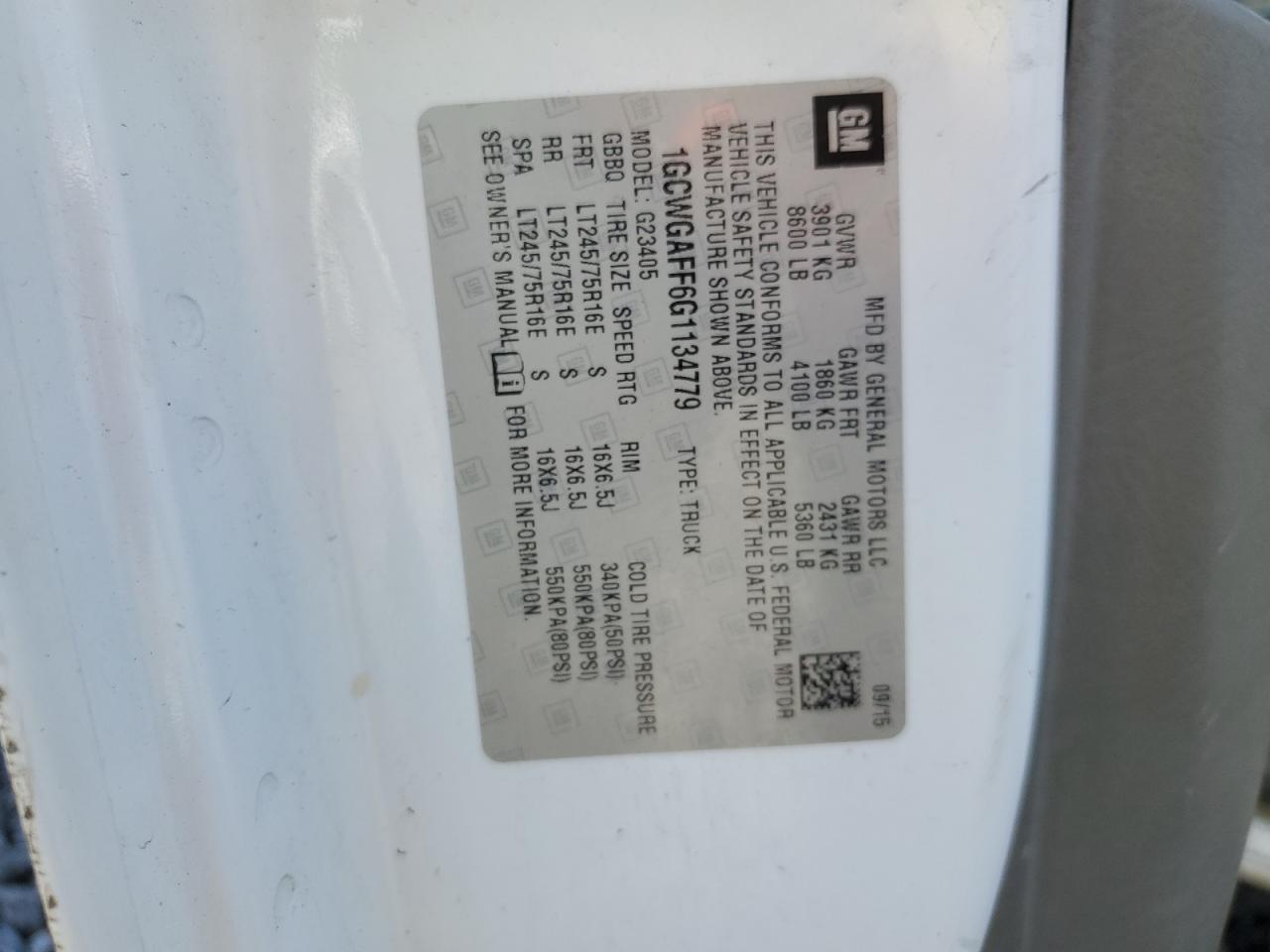 1GCWGAFF6G1134779 2016 Chevrolet Express G2500