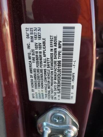 2013 Acura Rdx Technology VIN: 5J8TB3H5XDL001896 Lot: 61421614