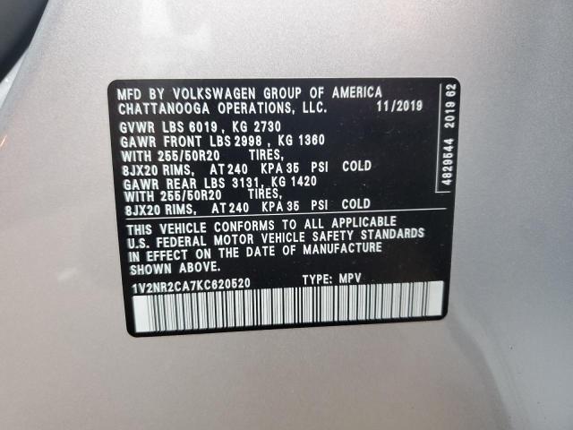 2019 VOLKSWAGEN ATLAS SEL - 1V2NR2CA7KC620520