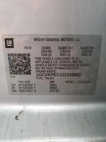 2018 CHEVROLET SILVERADO - 1GCVKPEC2JZ349802