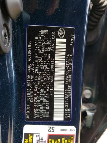 VIN 4T1J11AK0LU998442 2020 Toyota Camry, SE no.12