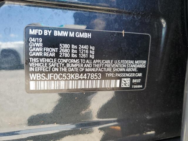 VIN WBSJF0C53KB447853 2019 BMW M5 no.12