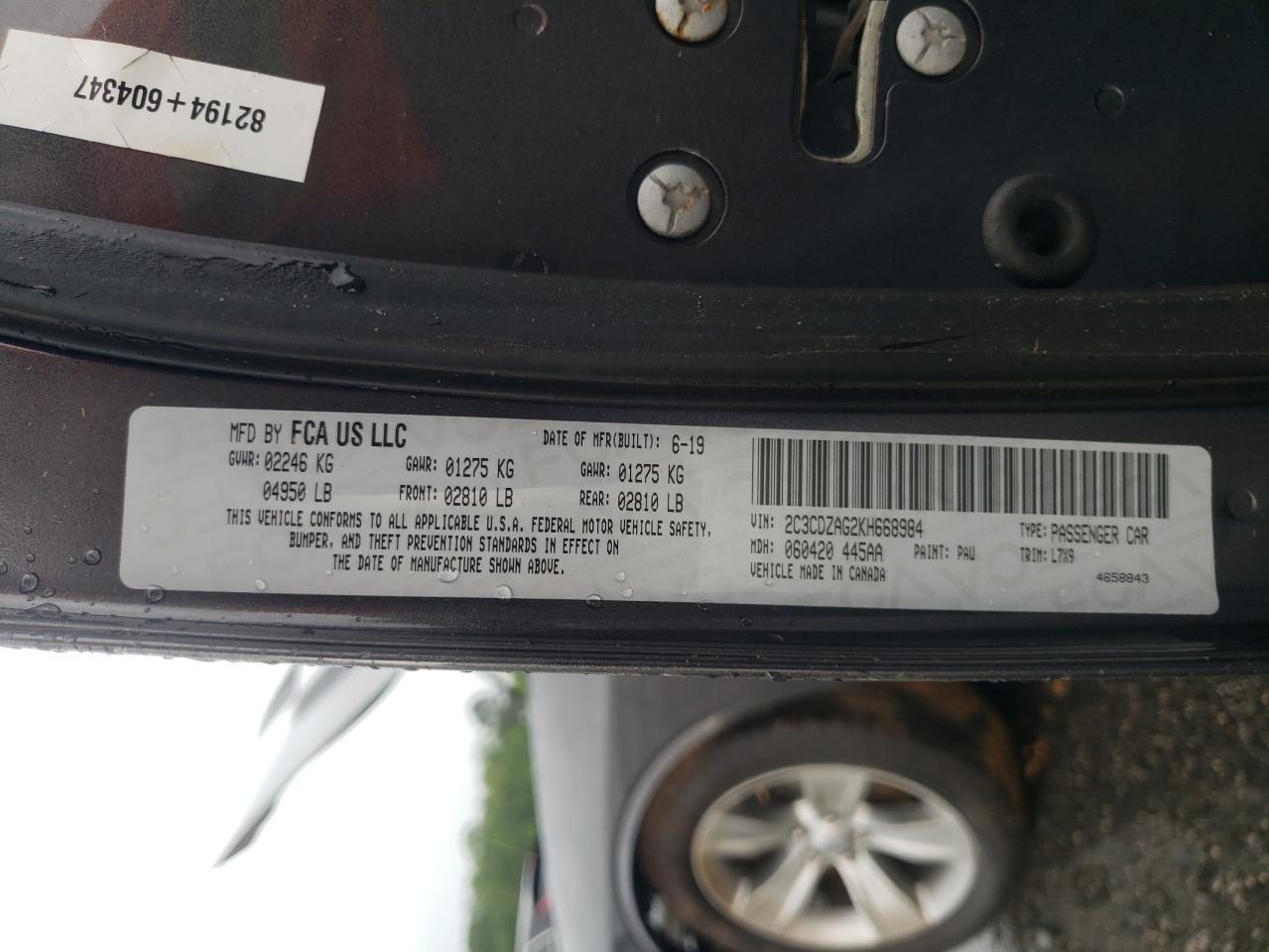 2C3CDZAG2KH668984 2019 Dodge Challenger Sxt