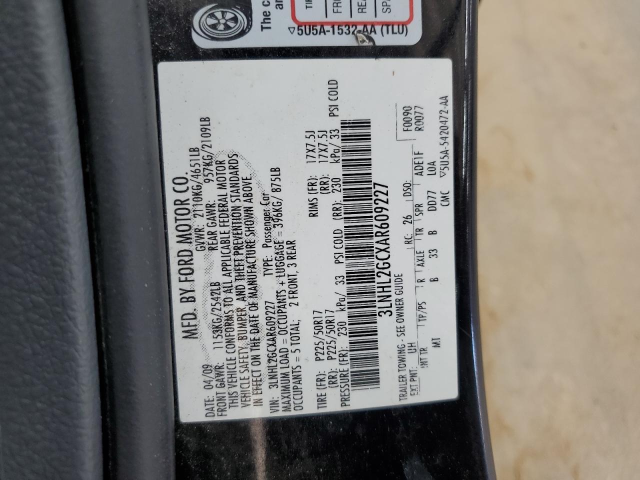 3LNHL2GCXAR609227 2010 Lincoln Mkz