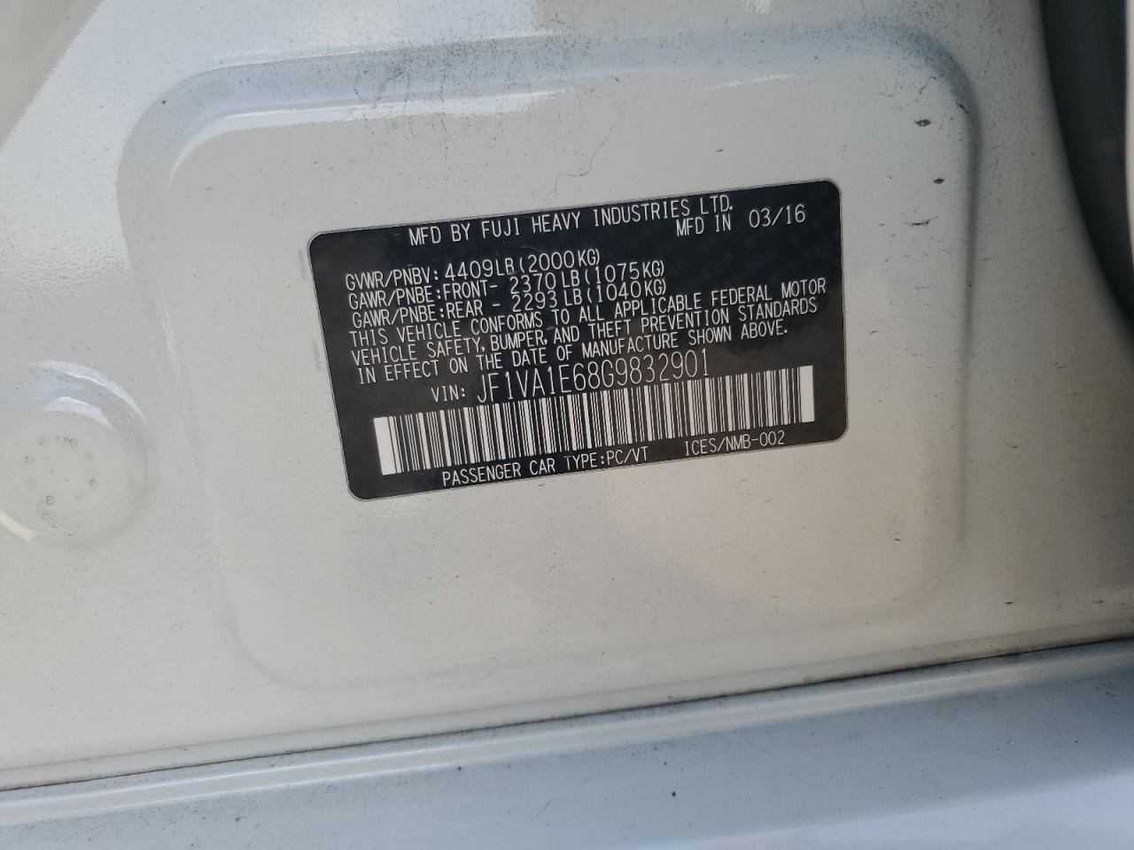 JF1VA1E68G9832901 2016 Subaru Wrx Premium