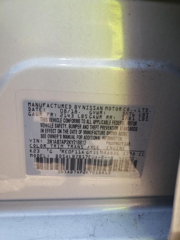 3N1AB7AP2KY218813 2019 Nissan Sentra S