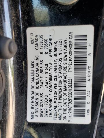 VIN 2HGFB2F55DH583221 2013 Honda Civic, LX no.12