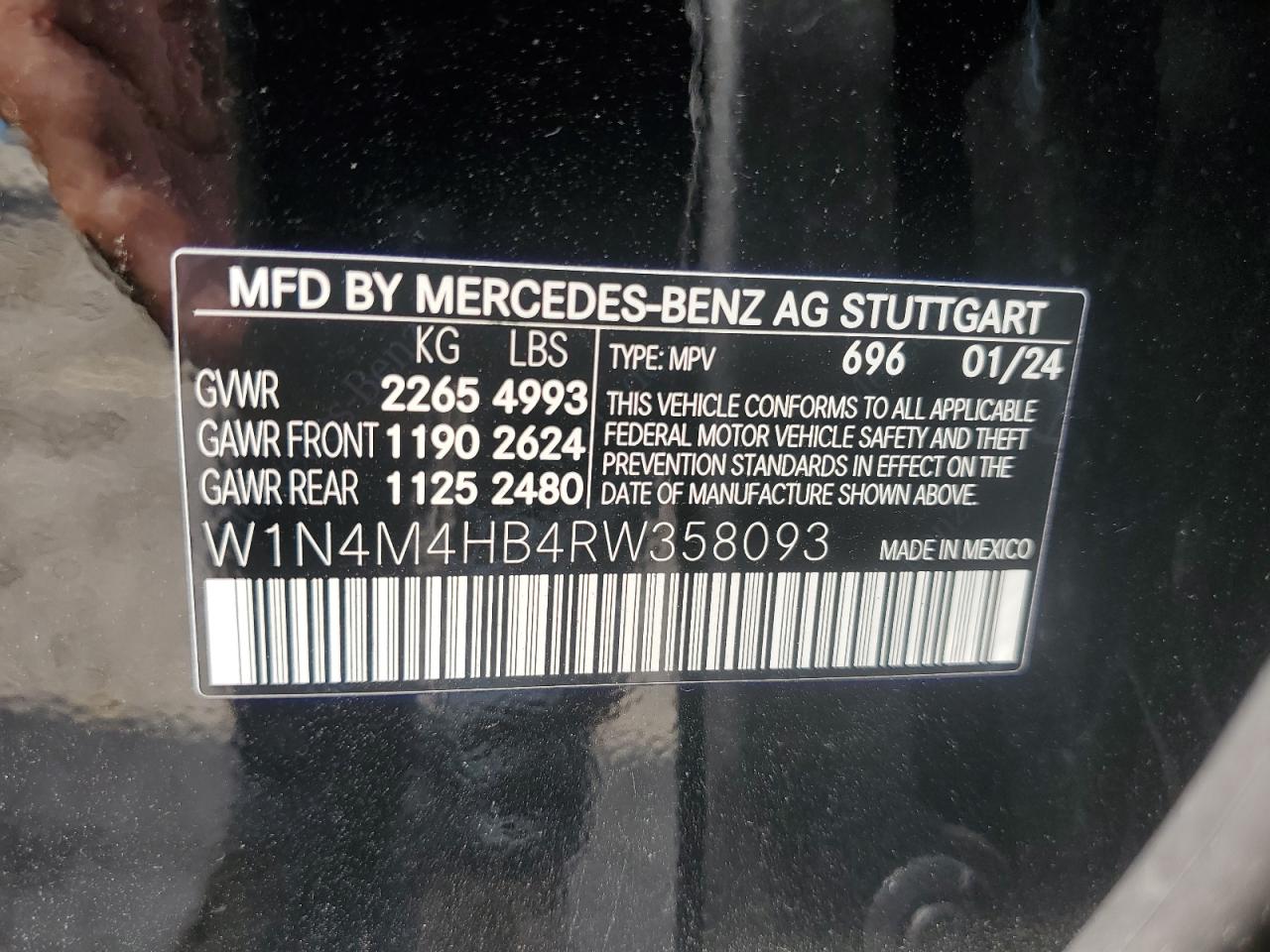 W1N4M4HB4RW358093 2024 Mercedes-Benz Glb 250 4Matic