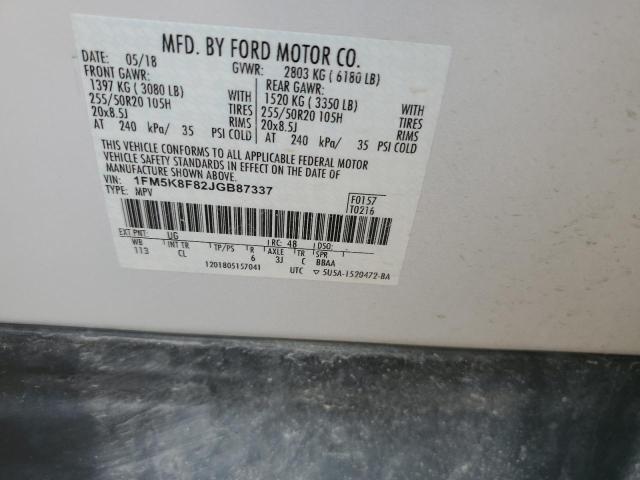 1FM5K8F82JGB87337 2018 FORD EXPLORER - Image 13