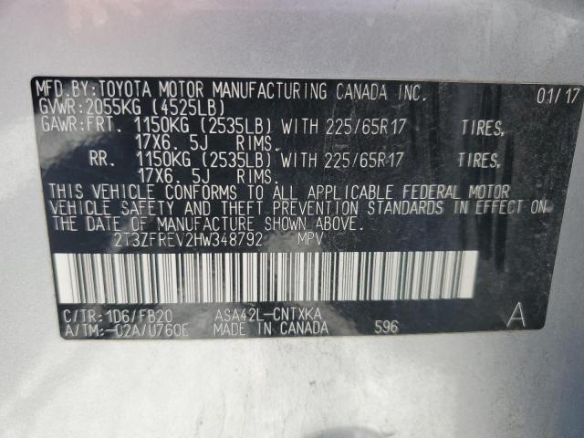 2017 Toyota Rav4 Le VIN: 2T3ZFREV2HW348792 Lot: 61528744