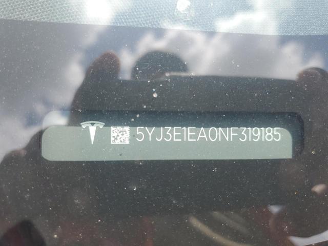 VIN 5YJ3E1EA0NF319185 2022 Tesla MODEL 3 no.12