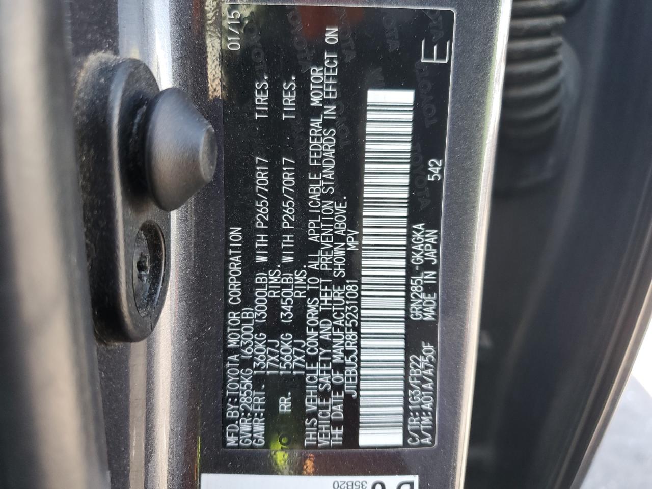 JTEBU5JR8F5231081 2015 Toyota 4Runner Sr5