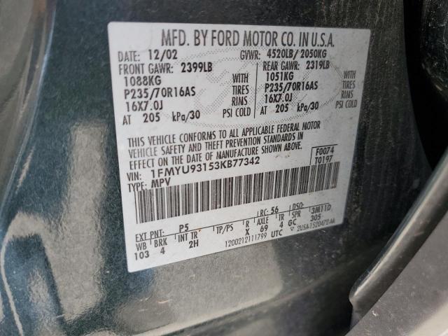 2003 Ford Escape Xlt VIN: 1FMYU93153KB77342 Lot: 61724644